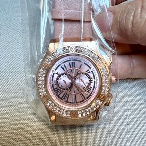 Pink Quartz Sparkly Wrist Watch With Strap Brand New